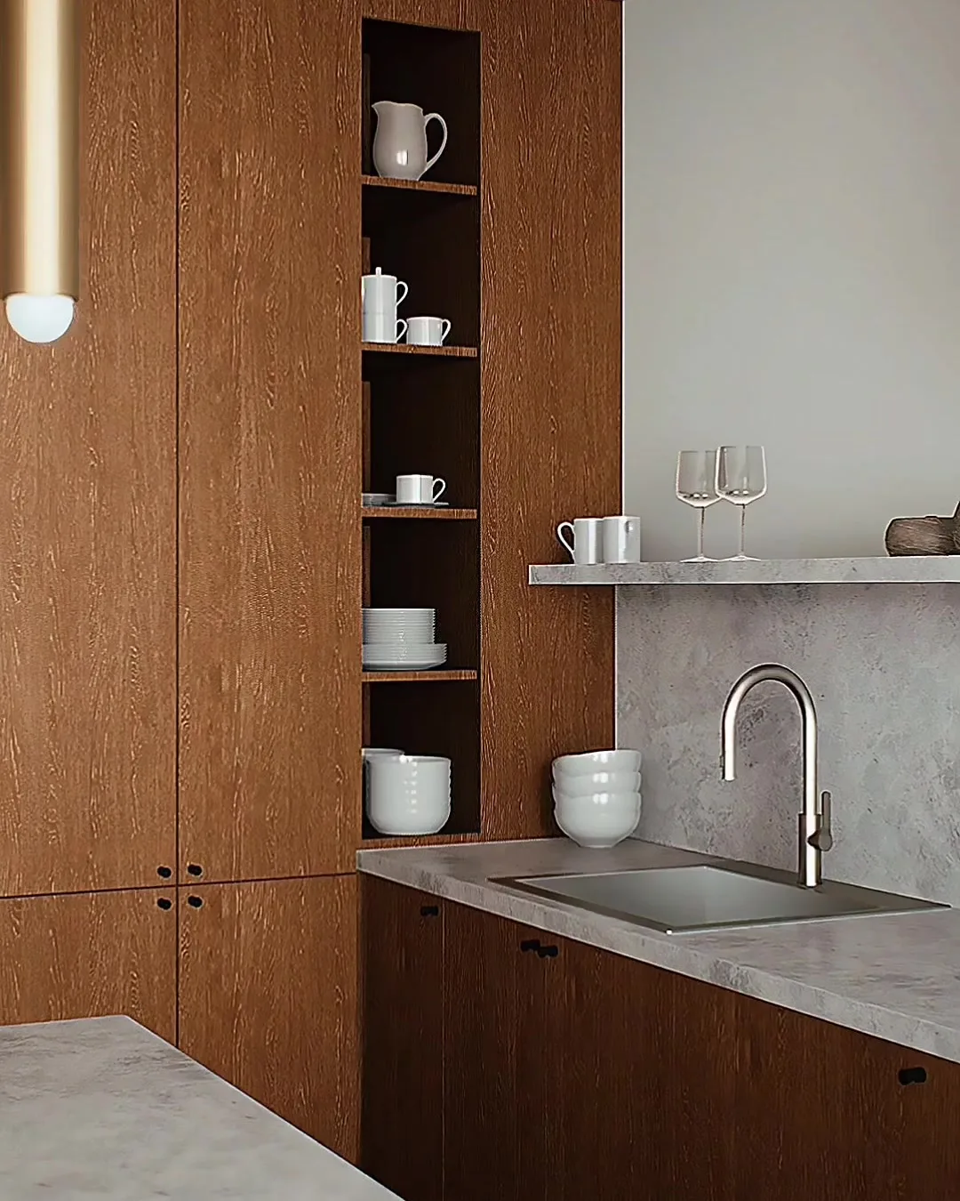 Cucina rivestita in legno