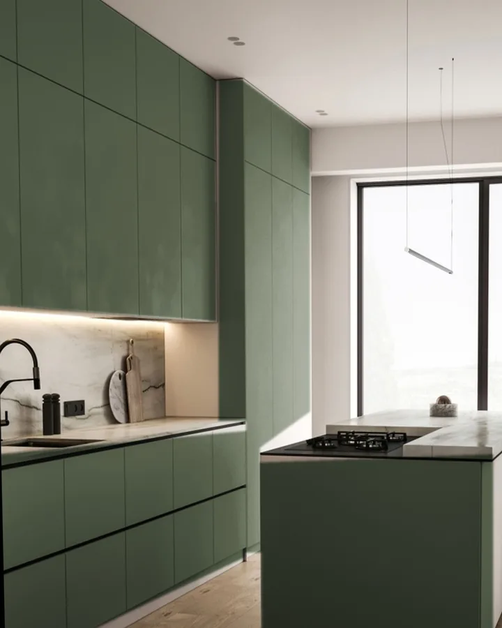 Cucina in Verde muschio